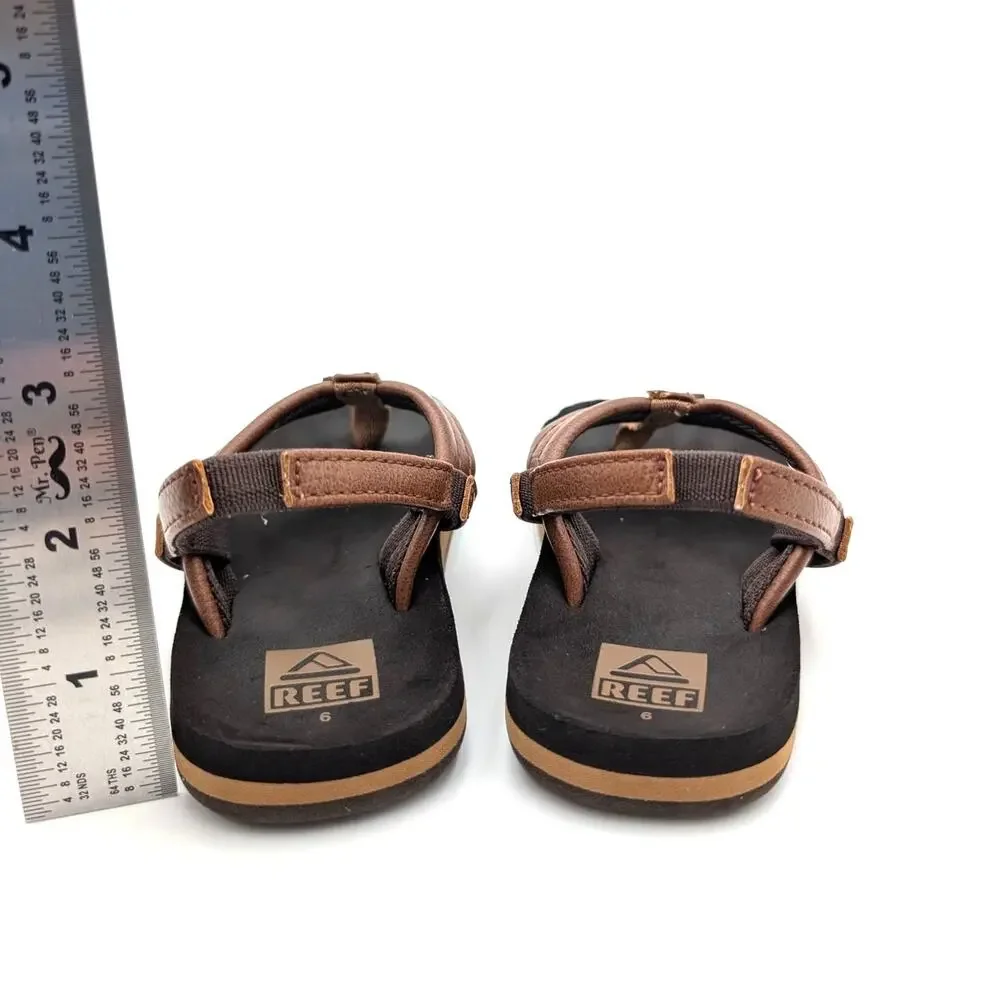 Reef Little Ahi Flip Flop Sandals Slingback Strap Little Kids Brown Sz US6 EU22